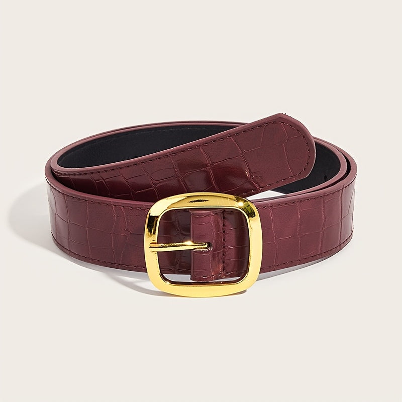 WL Atelier | Retro Black Belt with Square Buckle &amp; Stone Pattern