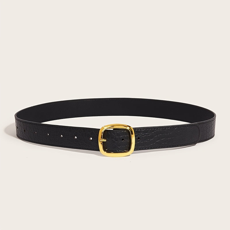 WL Atelier | Retro Black Belt with Square Buckle &amp; Stone Pattern