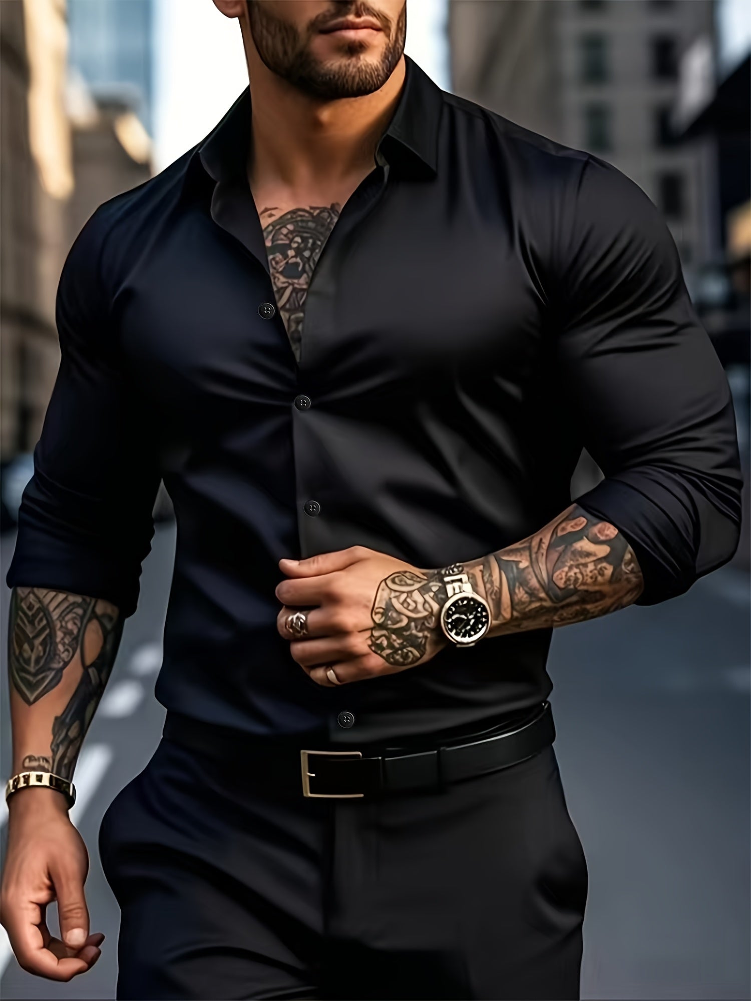 WL Atelier Men | Classic Solid Color Long-Sleeve Dress Shirt