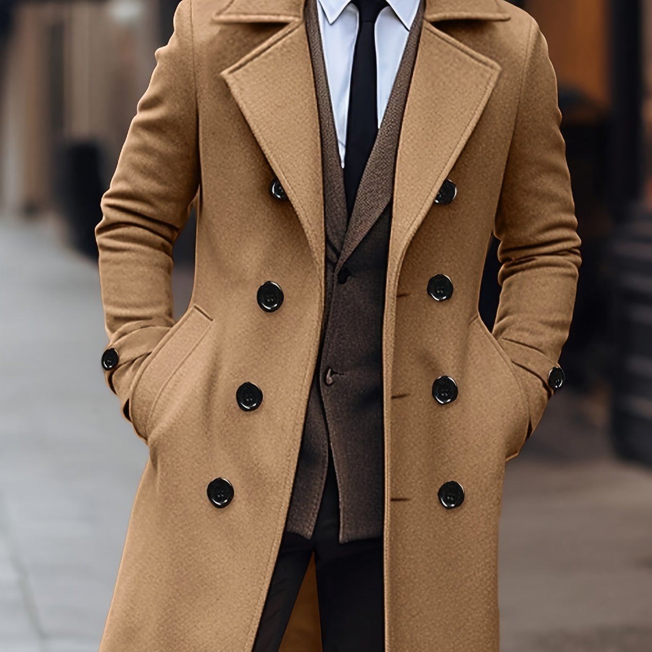 WL Atelier Men | Elegant Black Double-Breasted Winter Coat