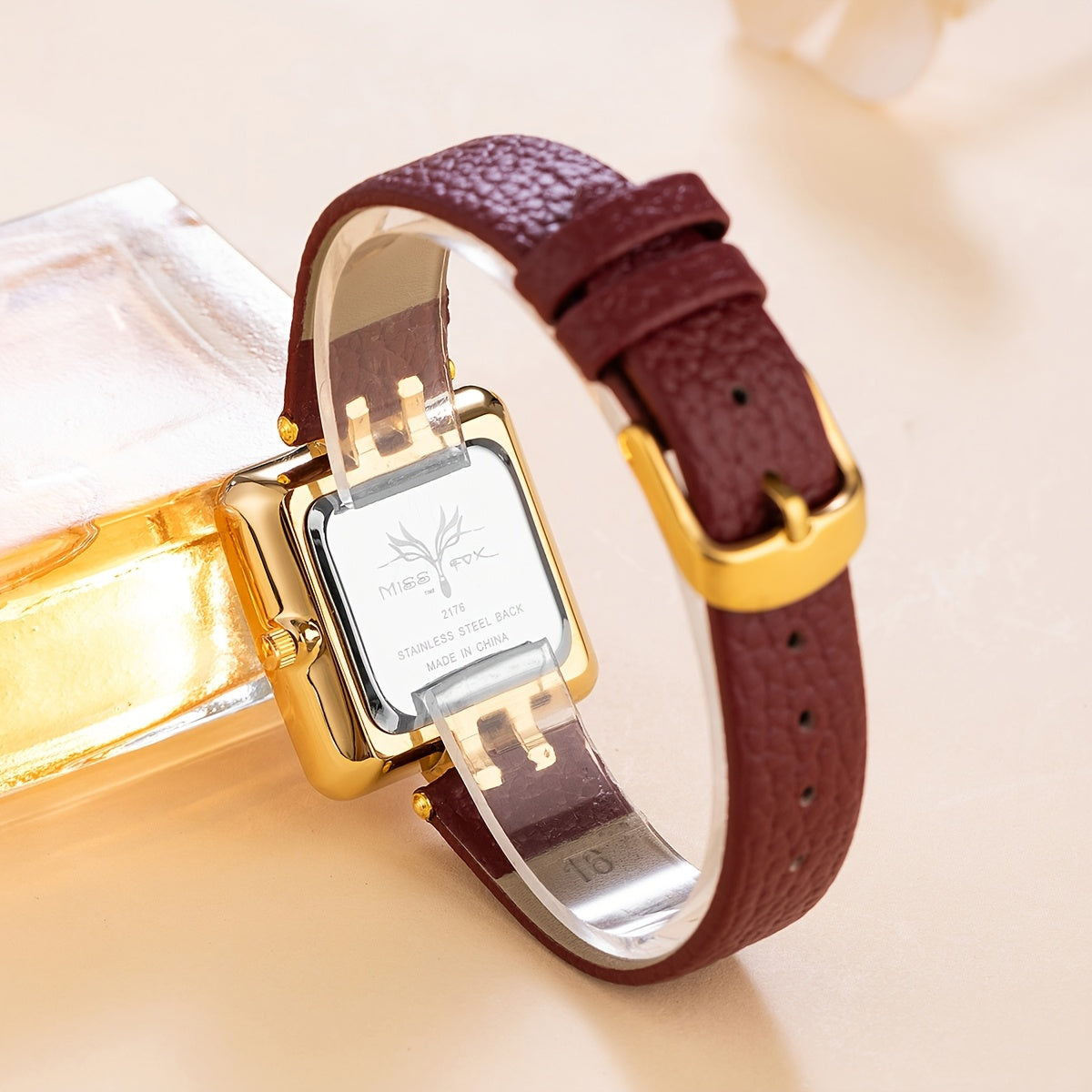 WL Atelier | Luxury Burgundy Square Quartz Watch