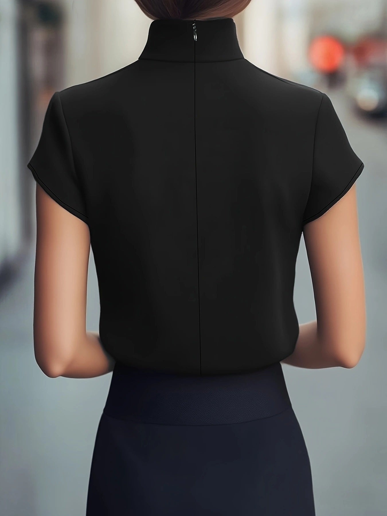 Rich Purple High-Neck Blouse for Autumn Elegance