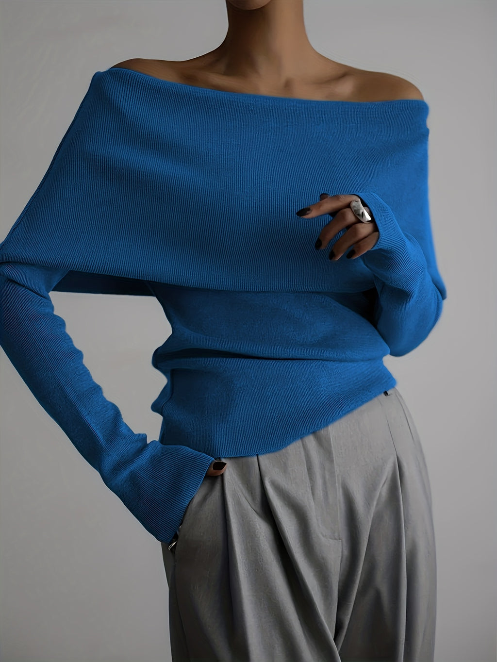 WL Atelier | Elegant Off-Shoulder Long-Sleeve Sweater