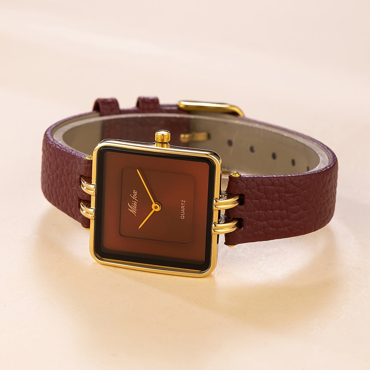 WL Atelier | Luxury Burgundy Square Quartz Watch