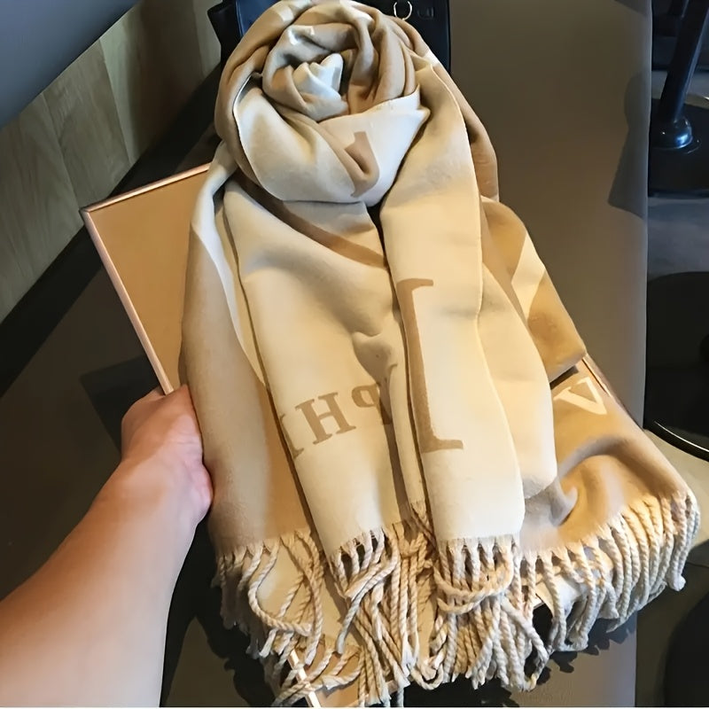 WL Atelier | Elegant Reversible Beige &amp; Brown Striped Scarf