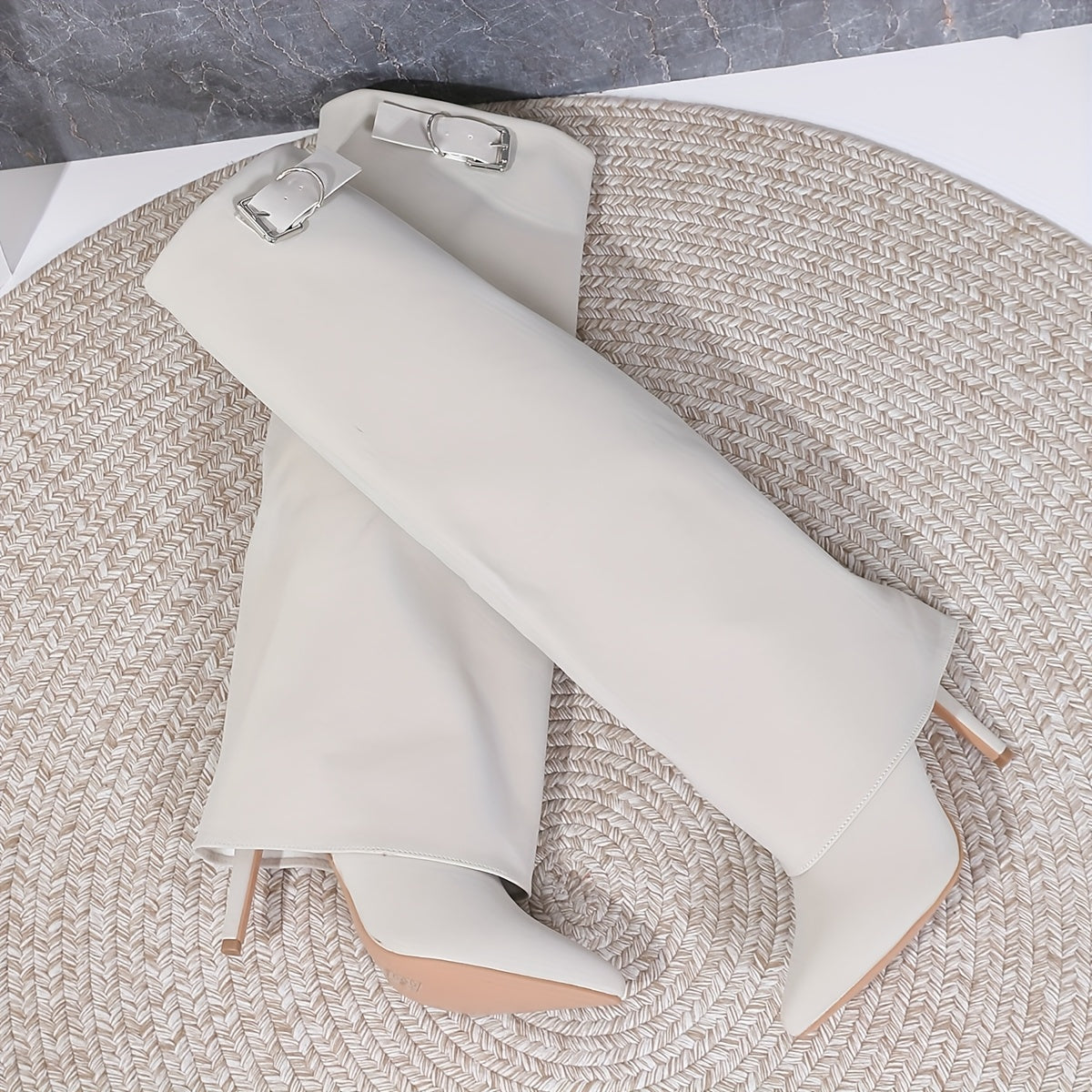 WL Atelier | Elegant Pointed-Toe Knee-High Boots with Metallic Buckle
