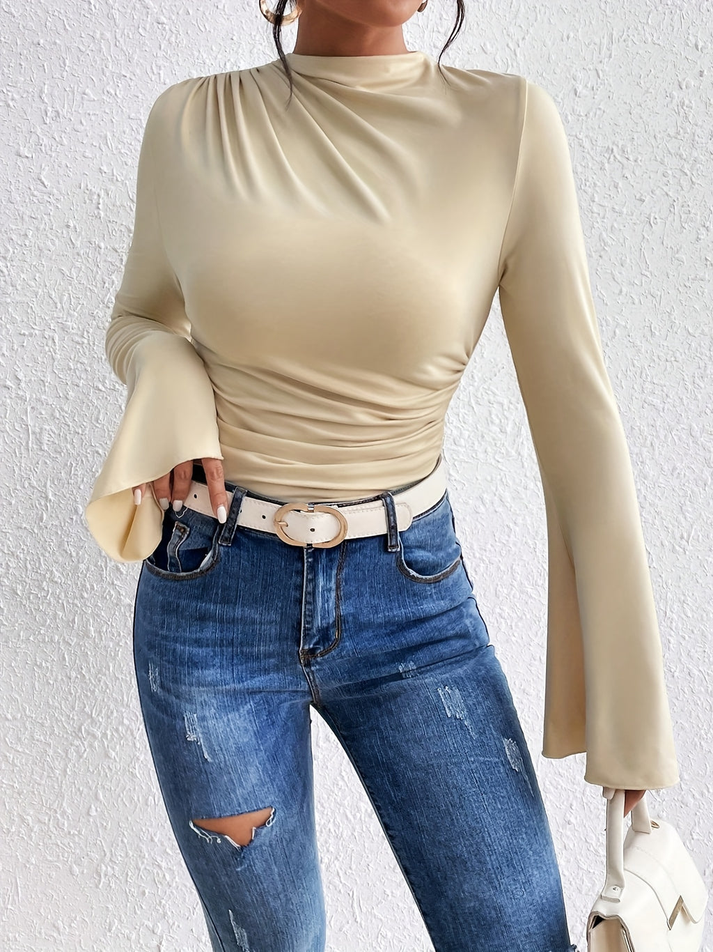 WL Atelier | Elegant Long-Sleeve Ruched Bust Top