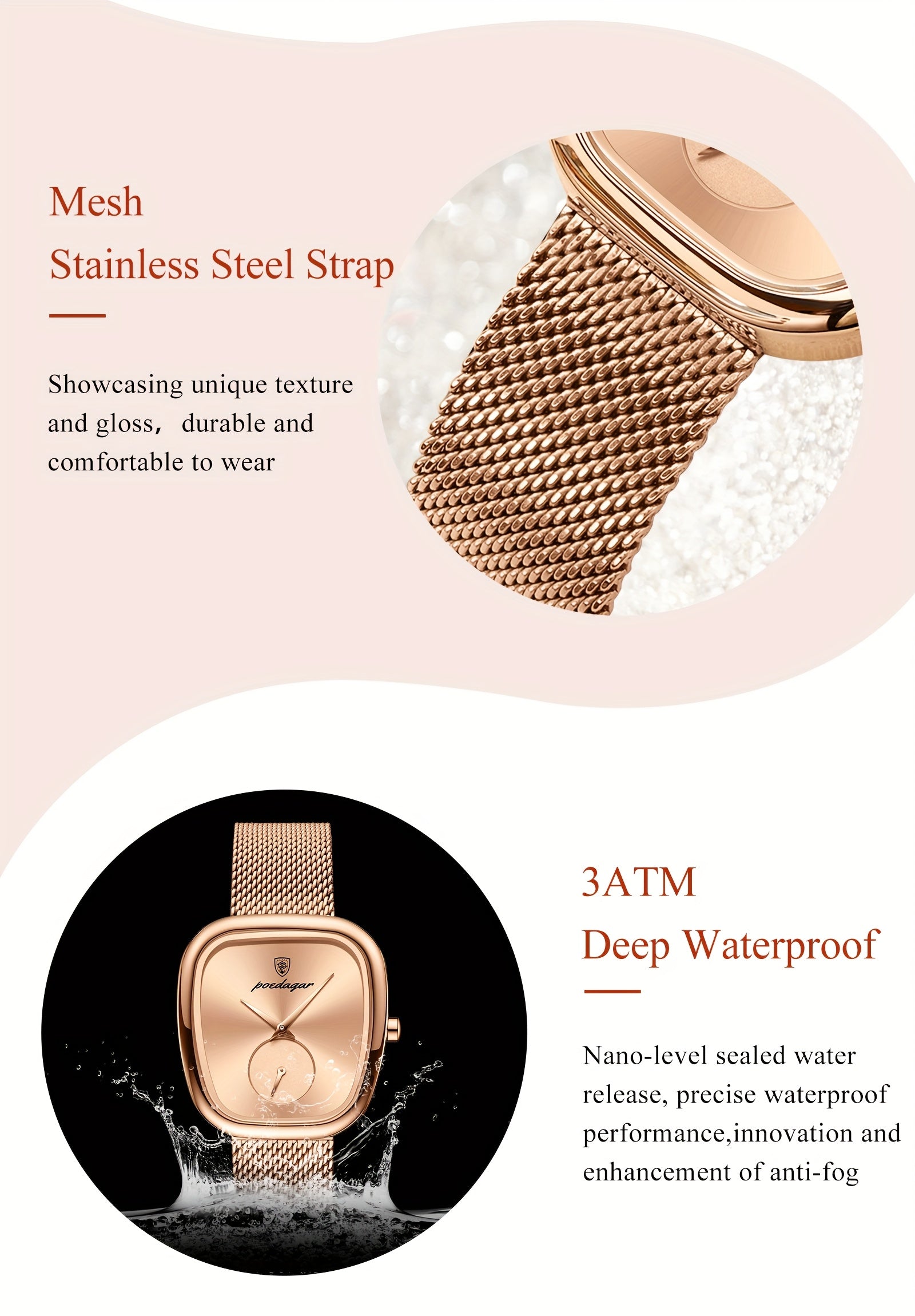 WL Atelier | Rose Gold Square-Dial Mesh Watch