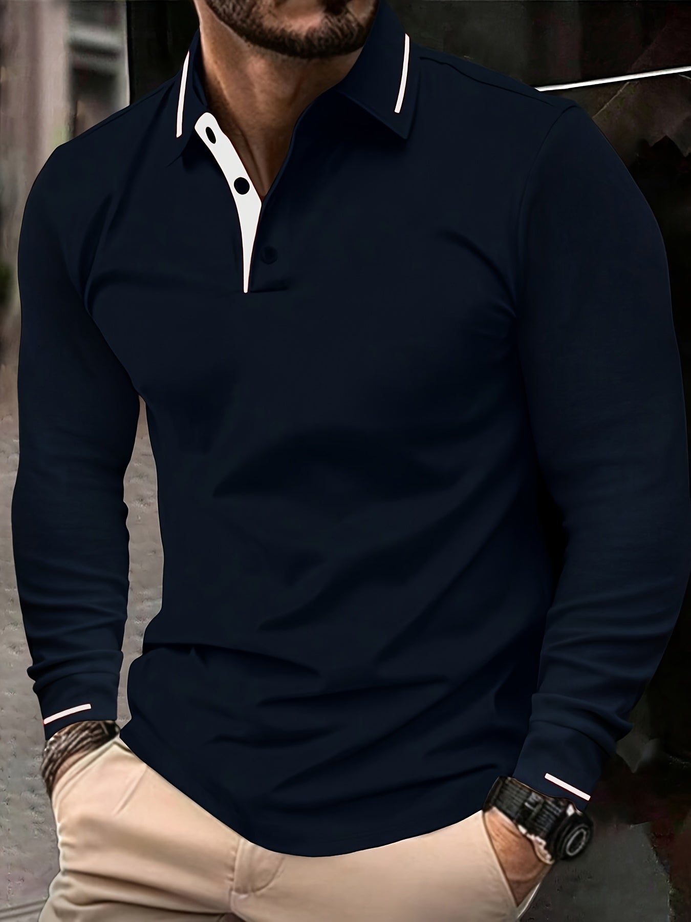 WL Atelier Men | Classic White Long-Sleeve Polo Shirt