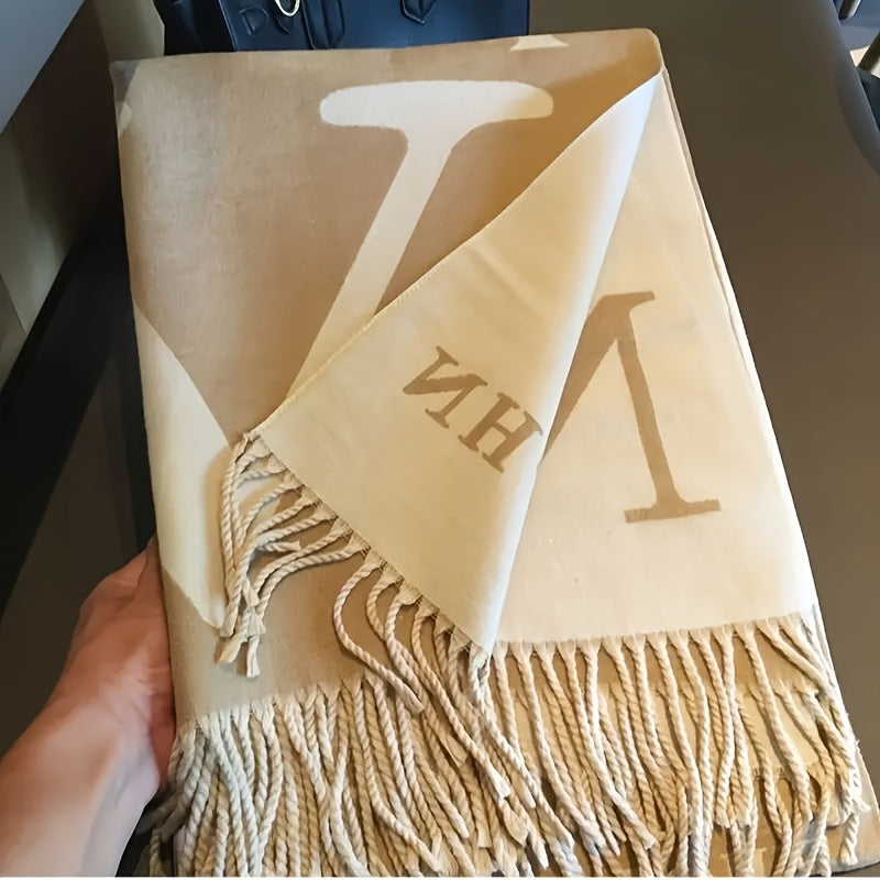 WL Atelier | Elegant Reversible Beige &amp; Brown Striped Scarf