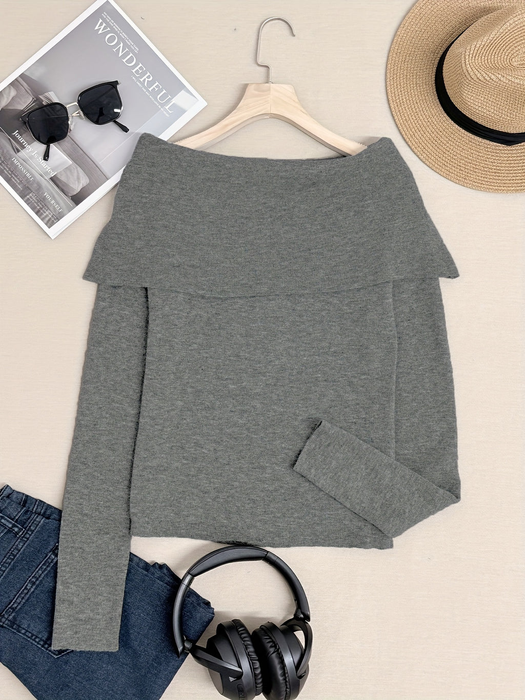WL Atelier | Elegant Off-Shoulder Long-Sleeve Sweater