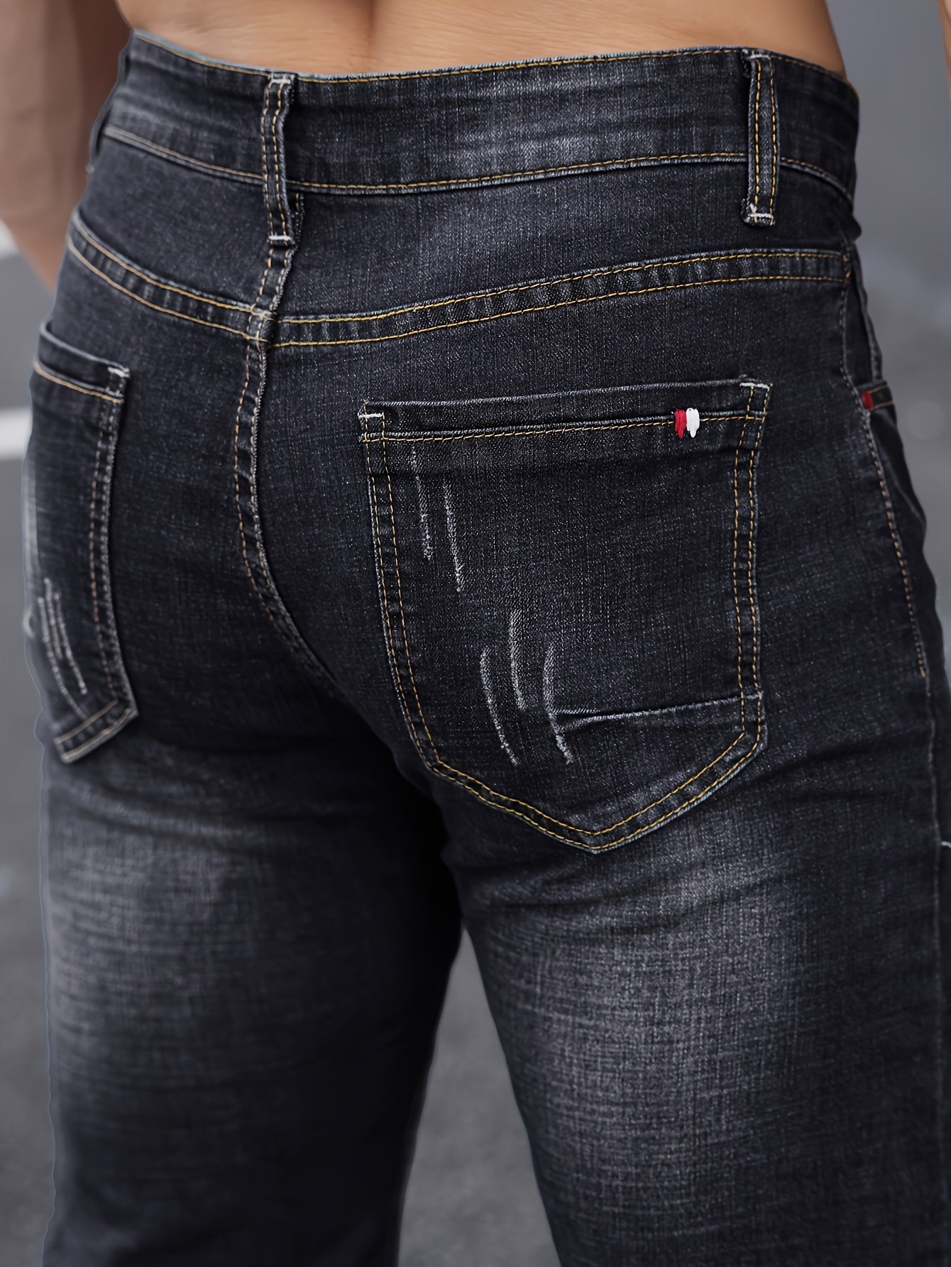 WL Atelier Men | Slim-Fit Light Wash Faux Denim with Embroidered Detail