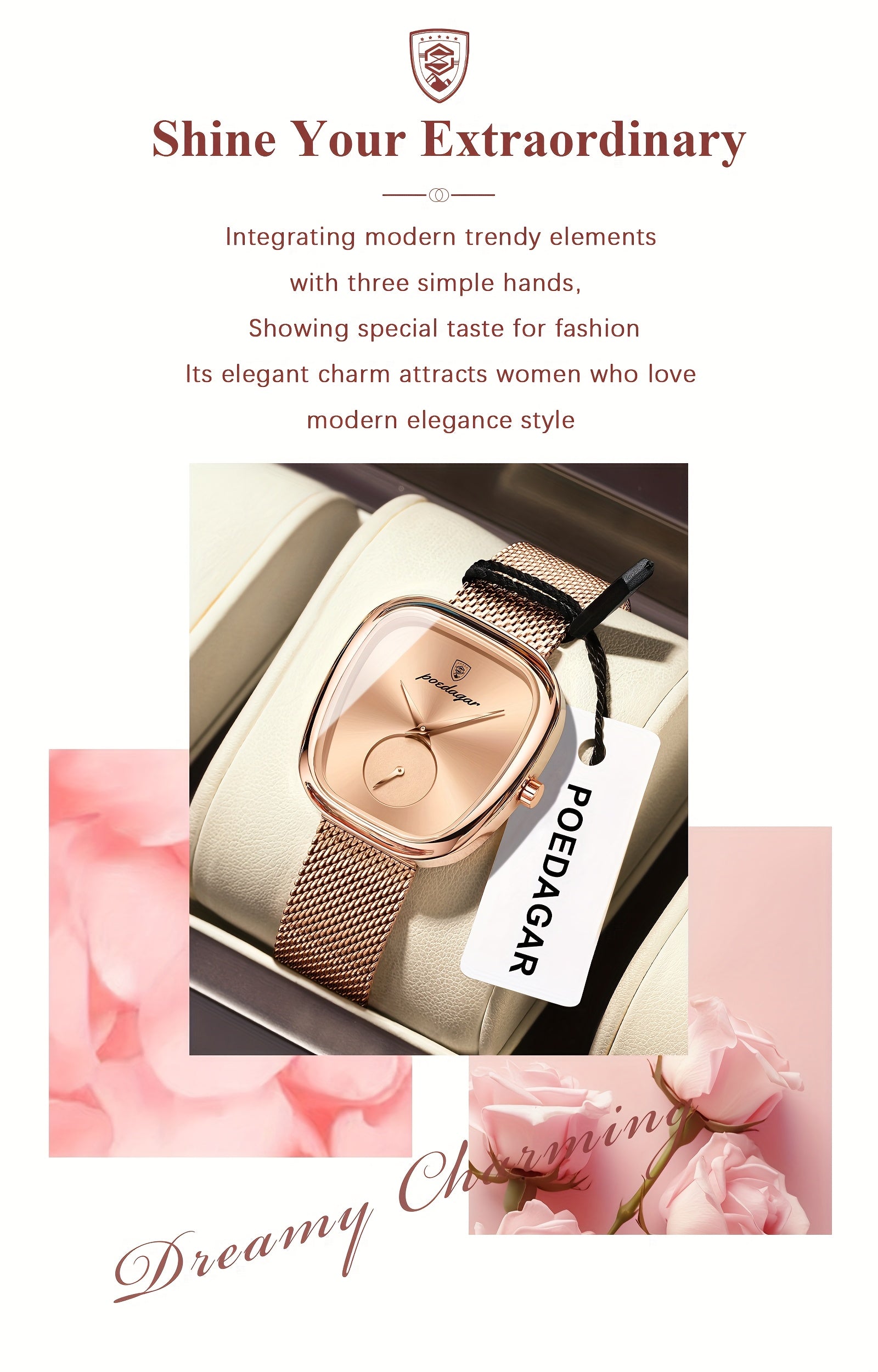 WL Atelier | Rose Gold Square-Dial Mesh Watch