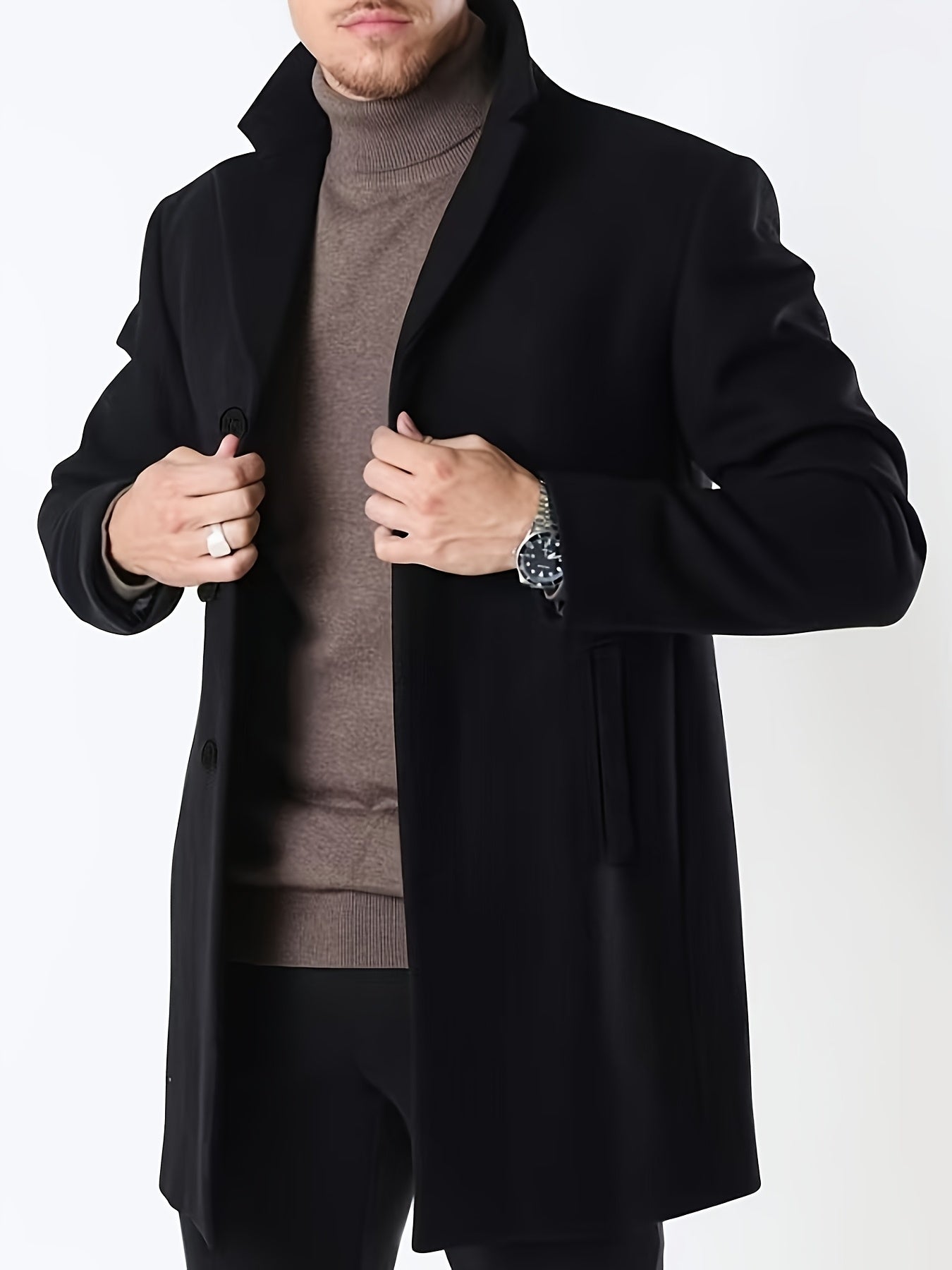 WL Atelier Men | Black Single-Breasted Trench Coat