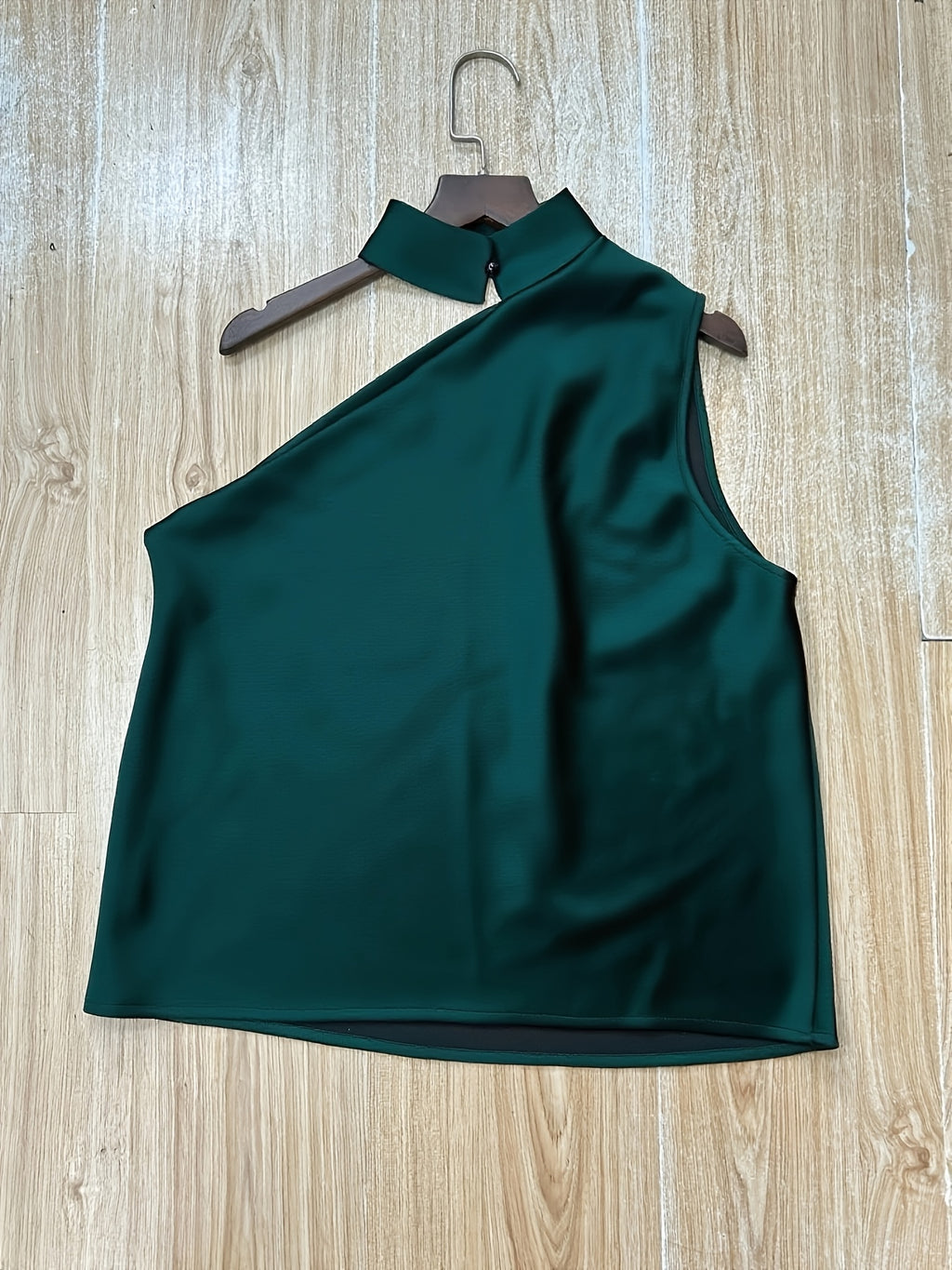 Deep Red Satin Off-Shoulder Blouse