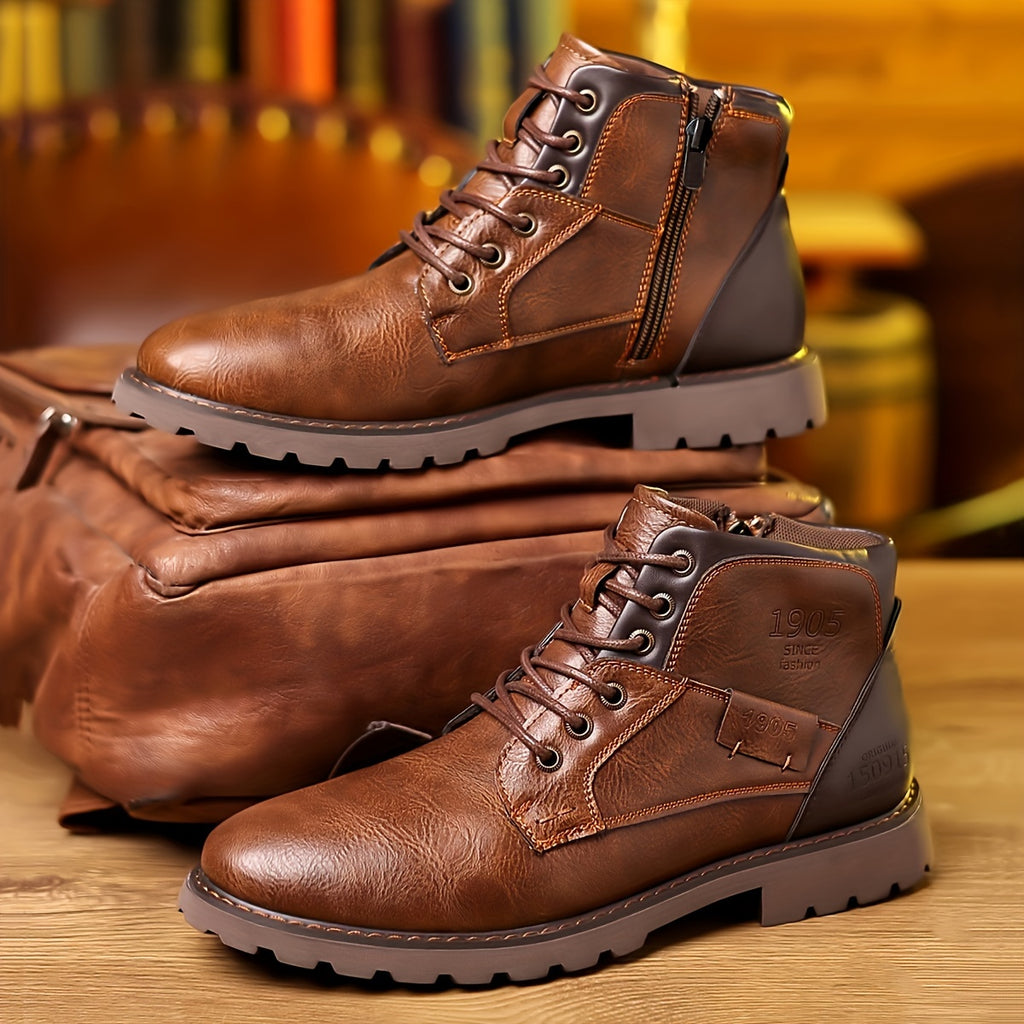 WL Atelier Men | Vintage Lace-Up Boots with Side Zipper