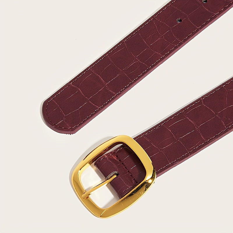 WL Atelier | Retro Black Belt with Square Buckle &amp; Stone Pattern