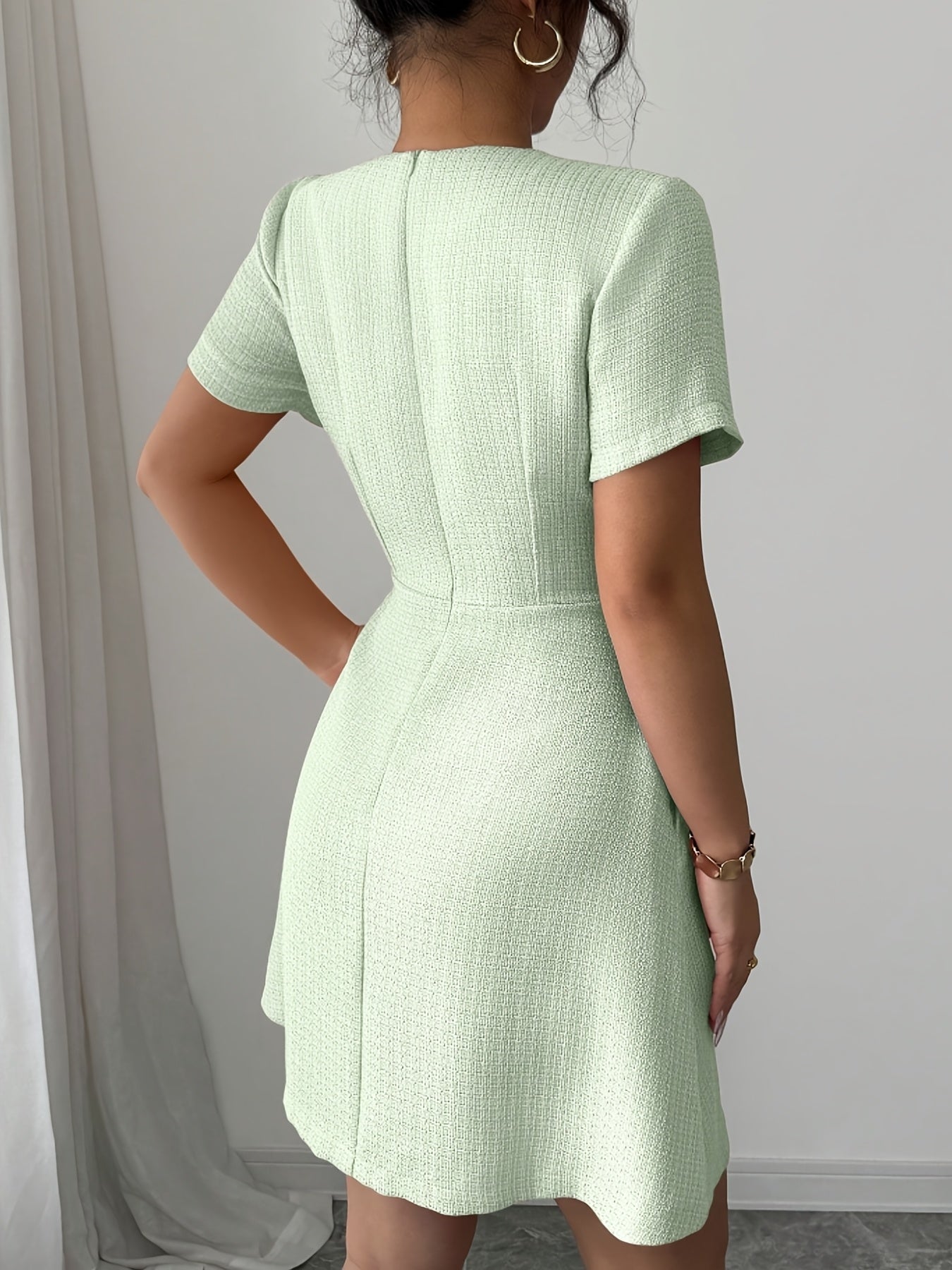 WL Atelier | Elegant Mint Green A-Line Dress with Waist-Cinching Detail