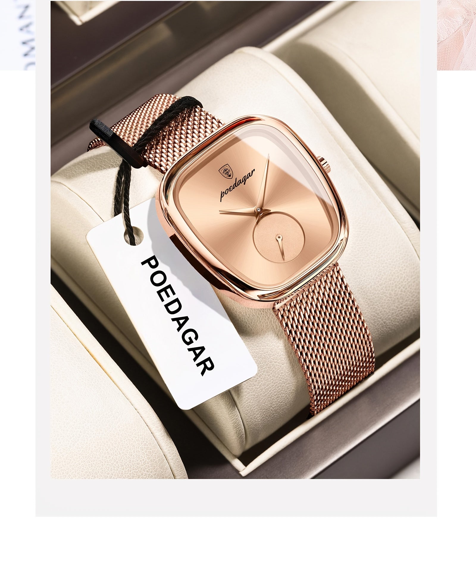 WL Atelier | Rose Gold Square-Dial Mesh Watch