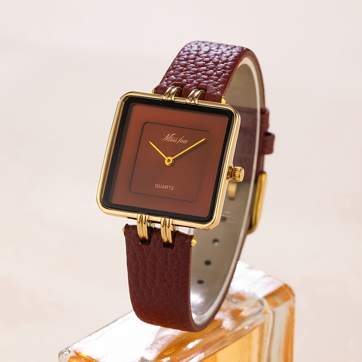WL Atelier | Luxury Burgundy Square Quartz Watch
