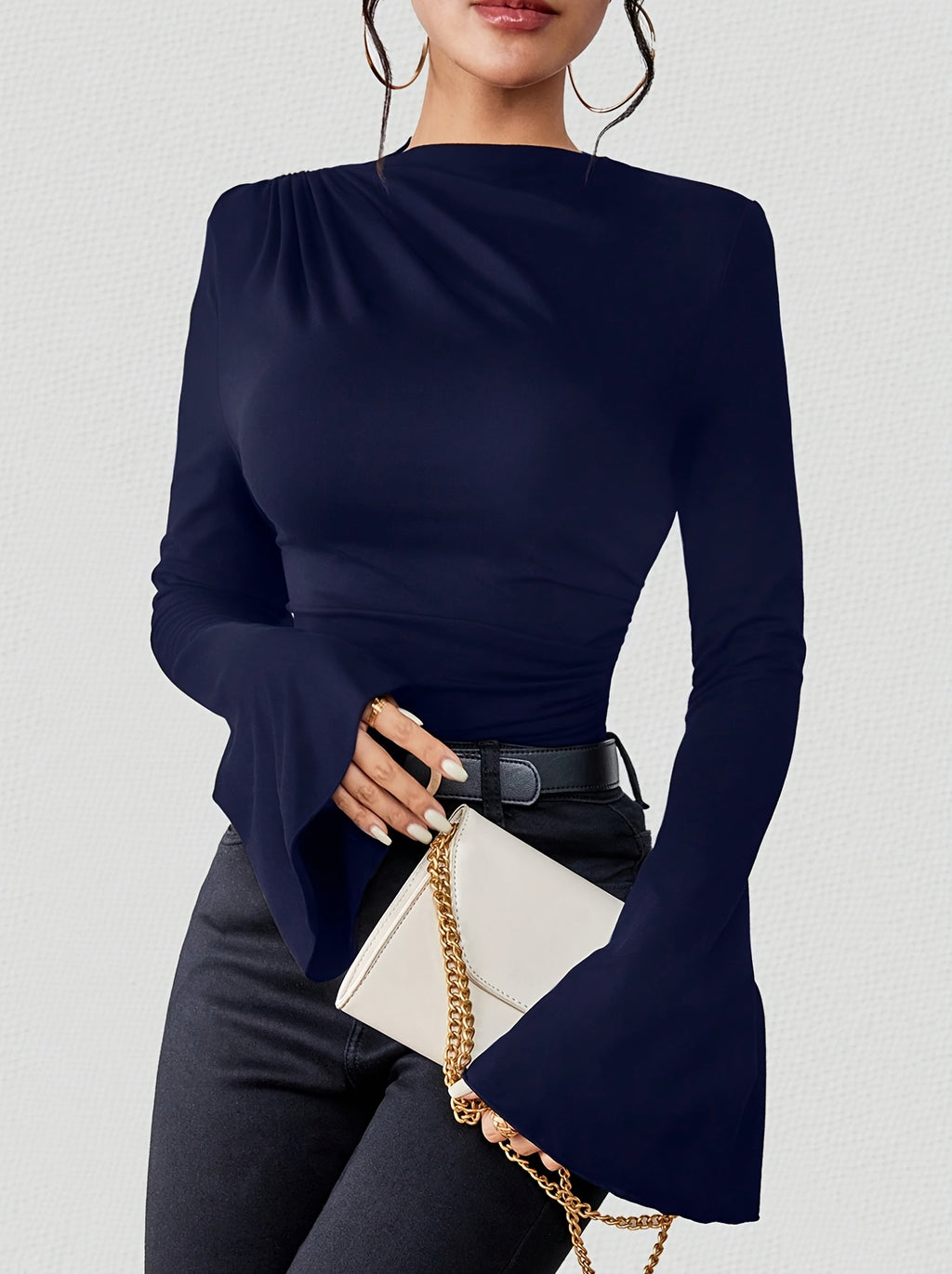 WL Atelier | Elegant Long-Sleeve Ruched Bust Top