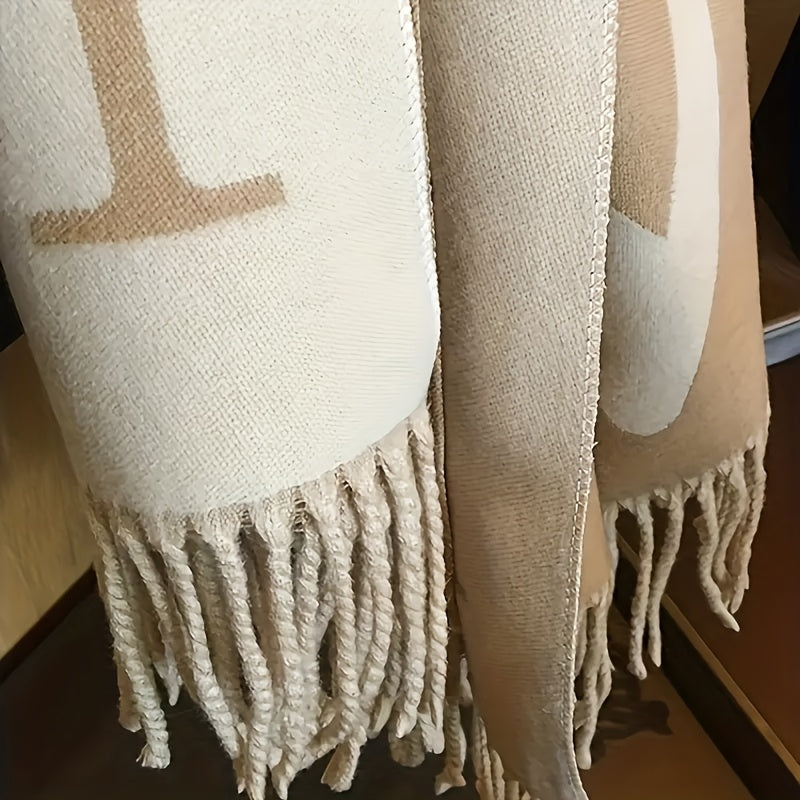 WL Atelier | Elegant Reversible Beige &amp; Brown Striped Scarf
