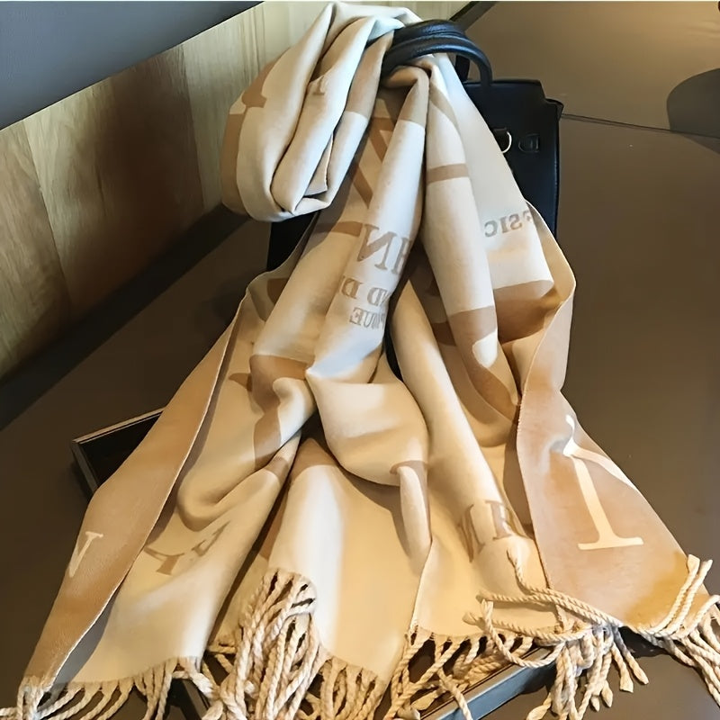 WL Atelier | Elegant Reversible Beige &amp; Brown Striped Scarf