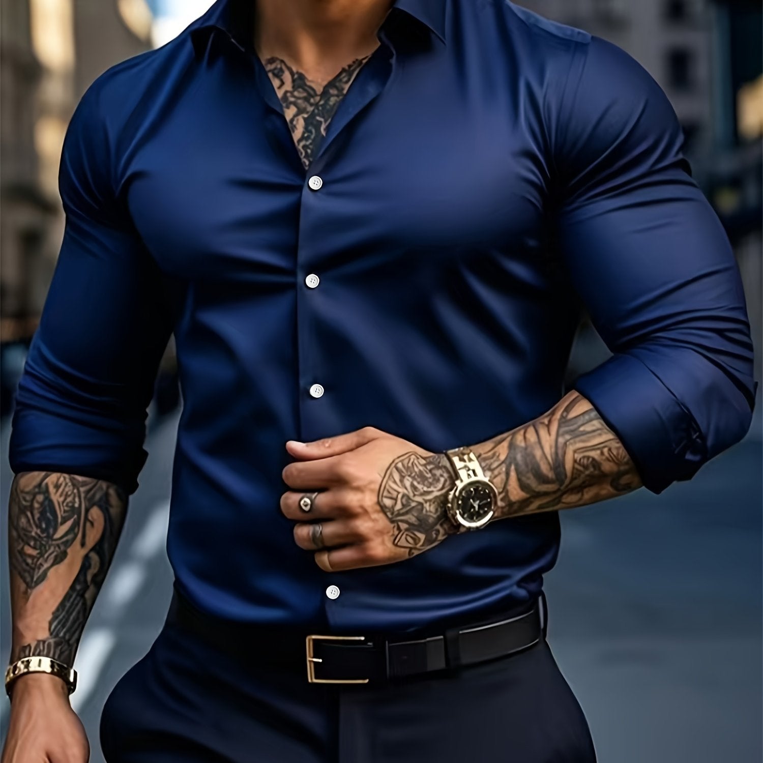 WL Atelier Men | Classic Solid Color Long-Sleeve Dress Shirt