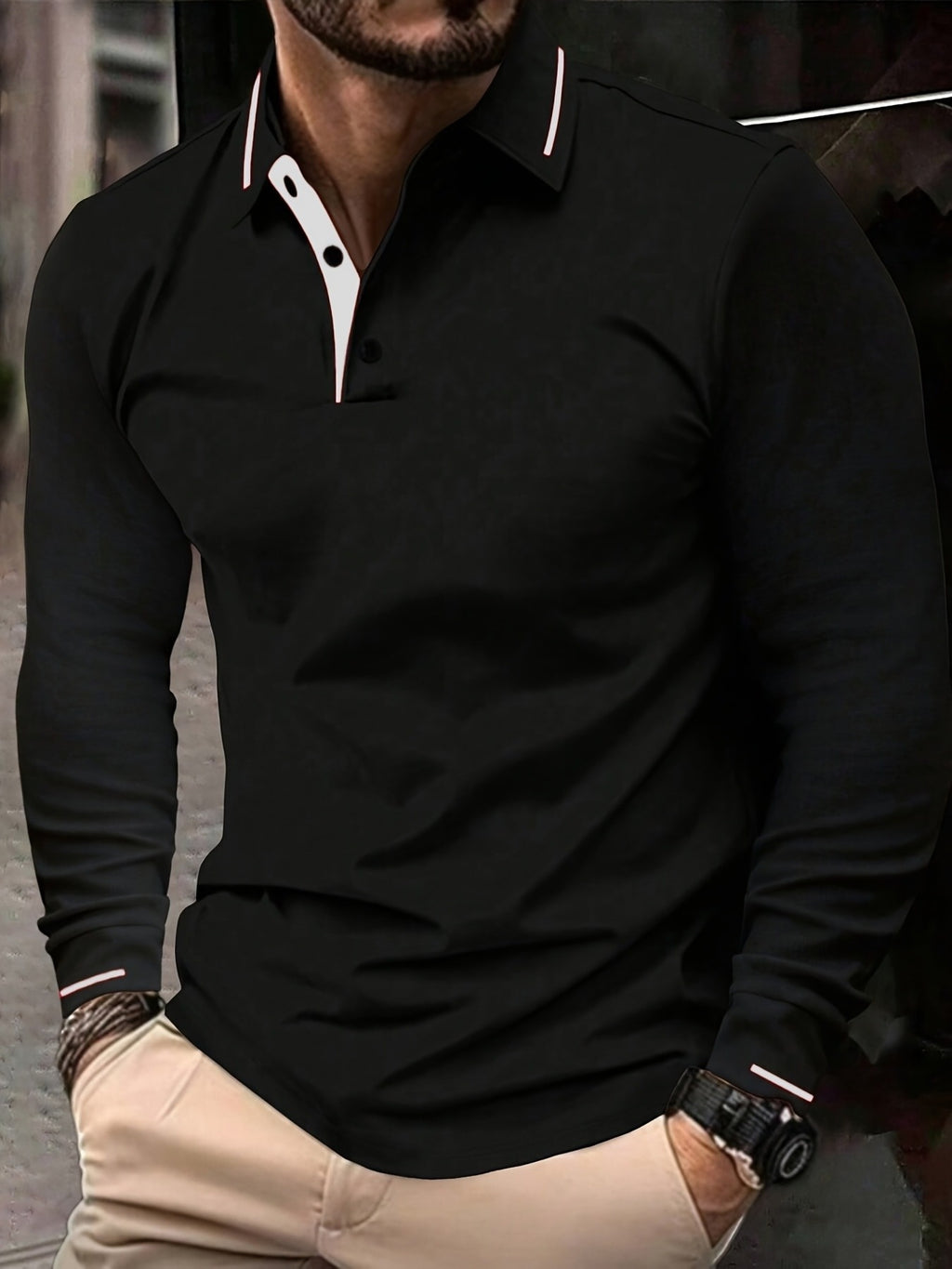 WL Atelier Men | Classic White Long-Sleeve Polo Shirt