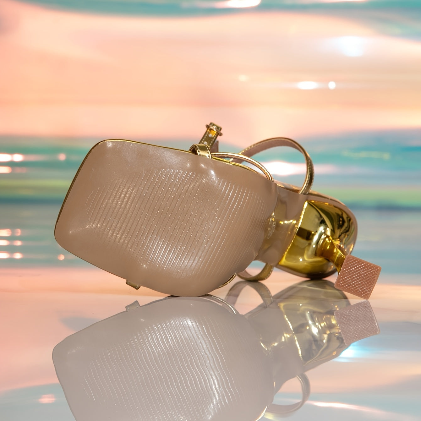 WL Atelier | Golden Square-Toe Stiletto Sandals