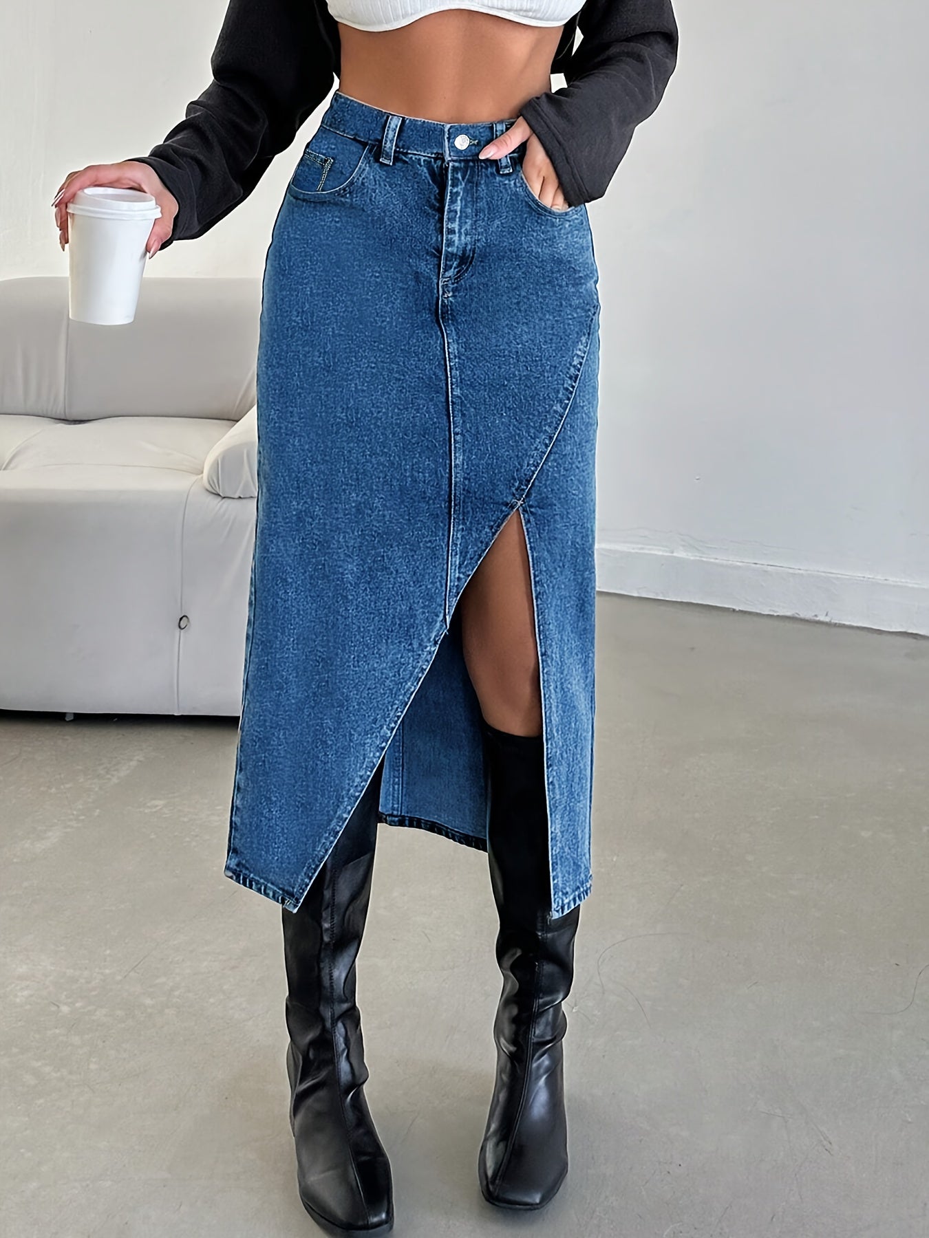 WL Atelier | Asymmetrical Denim Half Skirt