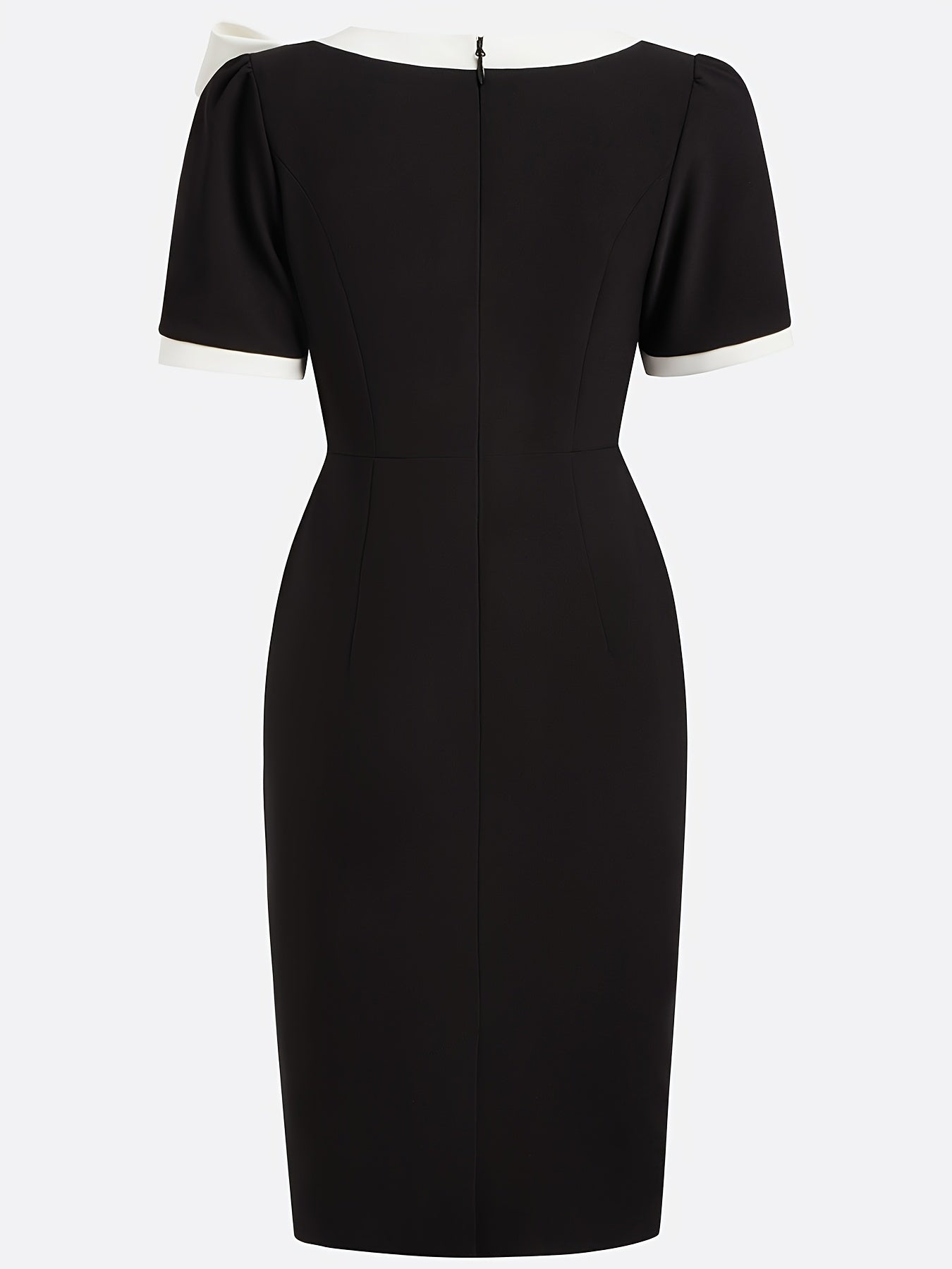 WL Atelier | Elegant Color Block Tunic Dress with Bow Detail