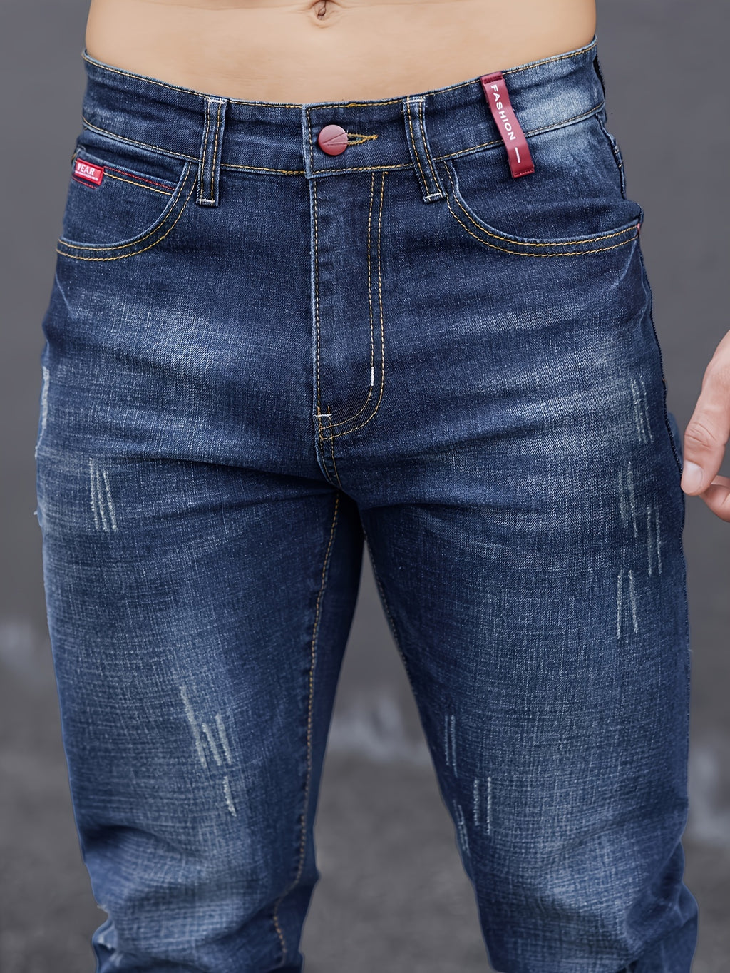 WL Atelier Men | Slim-Fit Light Wash Faux Denim with Embroidered Detail