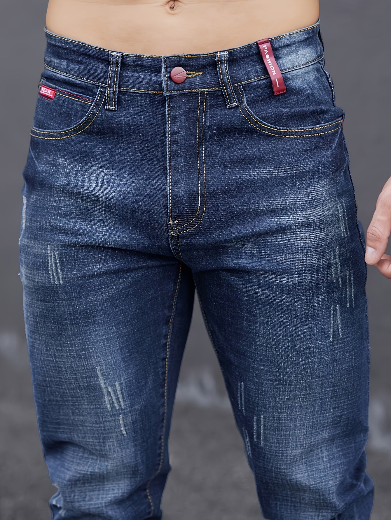 WL Atelier Men | Slim-Fit Light Wash Faux Denim with Embroidered Detail