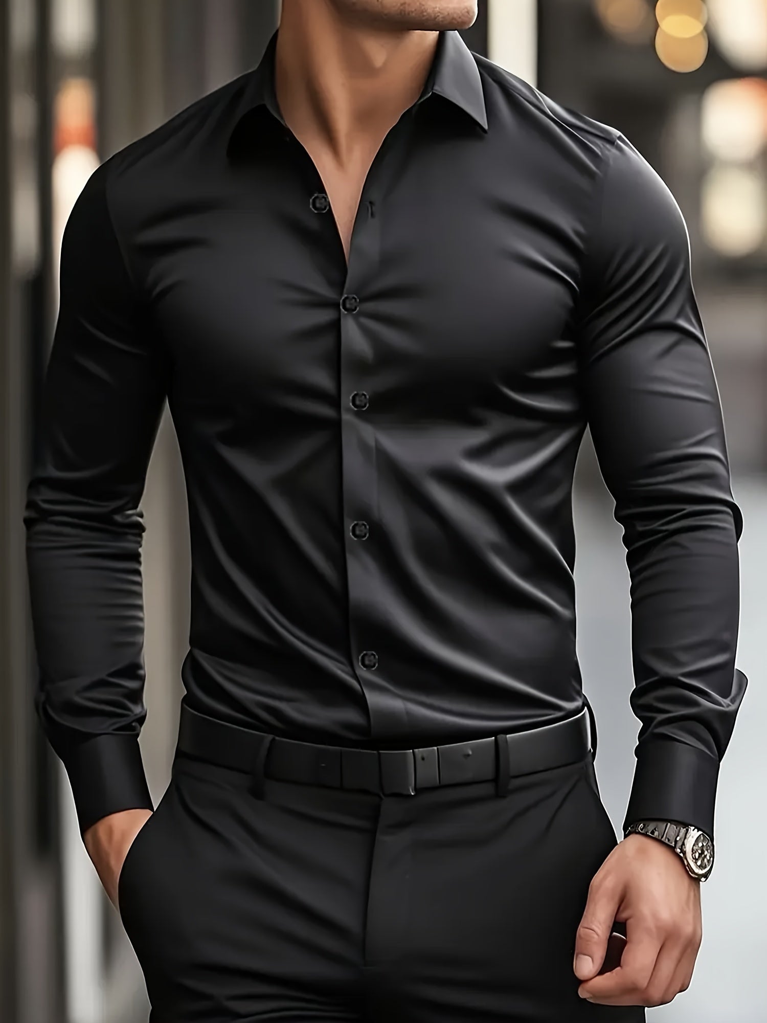 WL Atelier Men | Classic Solid Color Long-Sleeve Dress Shirt
