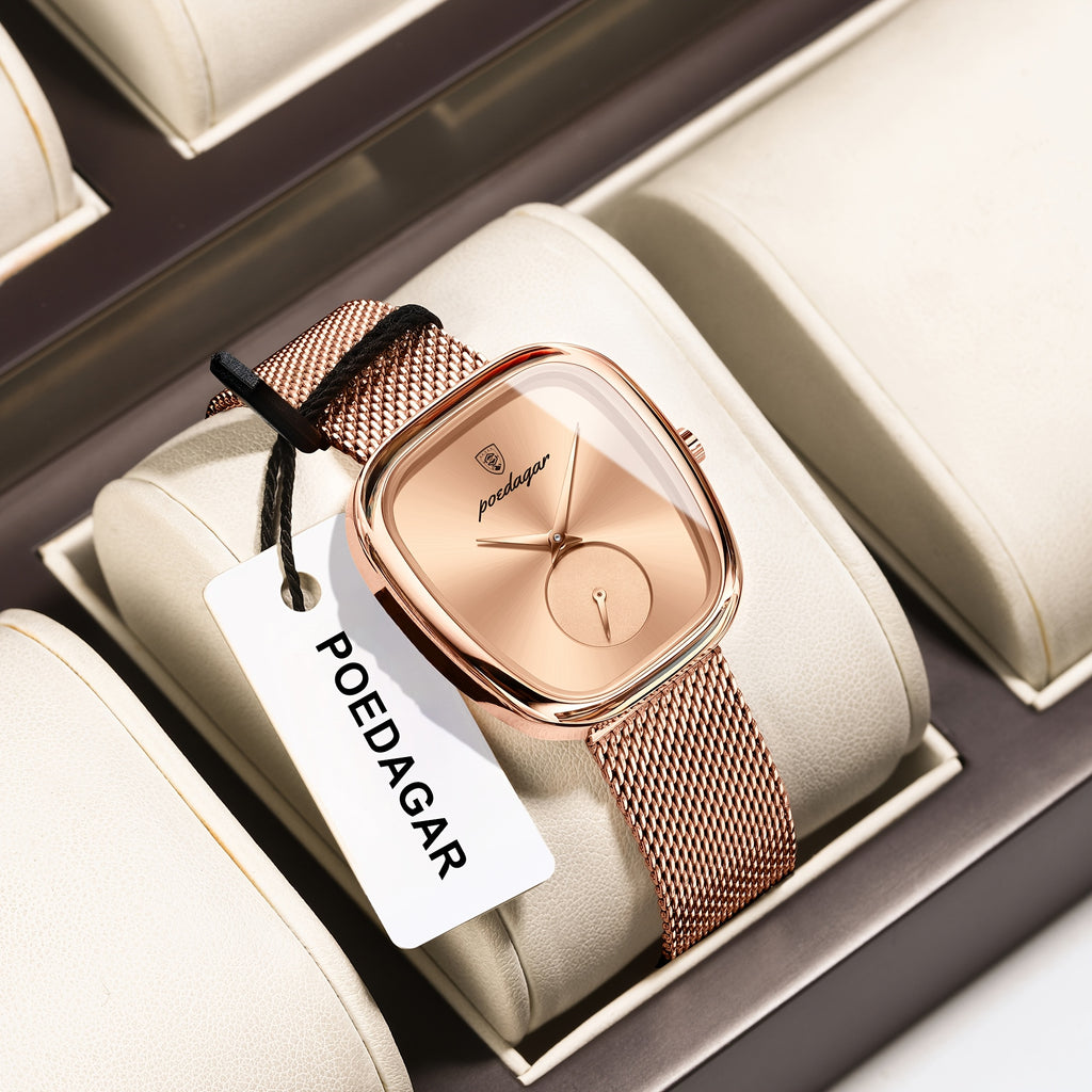 WL Atelier | Rose Gold Square-Dial Mesh Watch