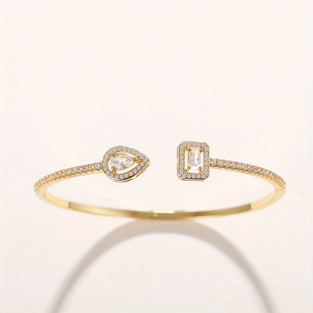 WL Atelier | Elegant Geometric Cuff Bracelet with Cubic Zirconia