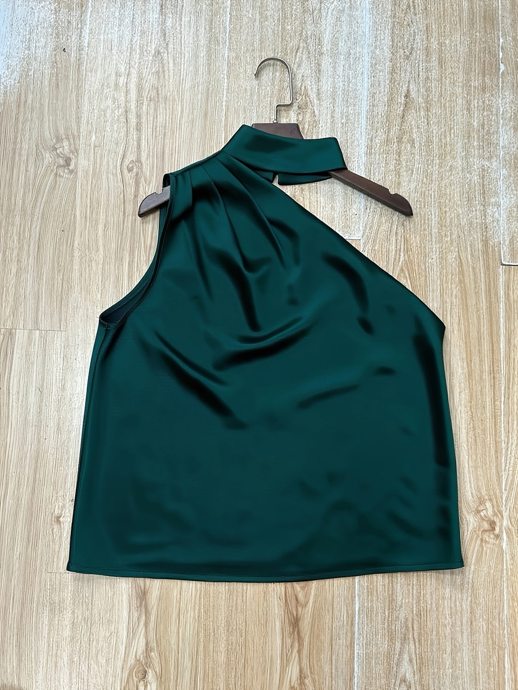 Deep Red Satin Off-Shoulder Blouse