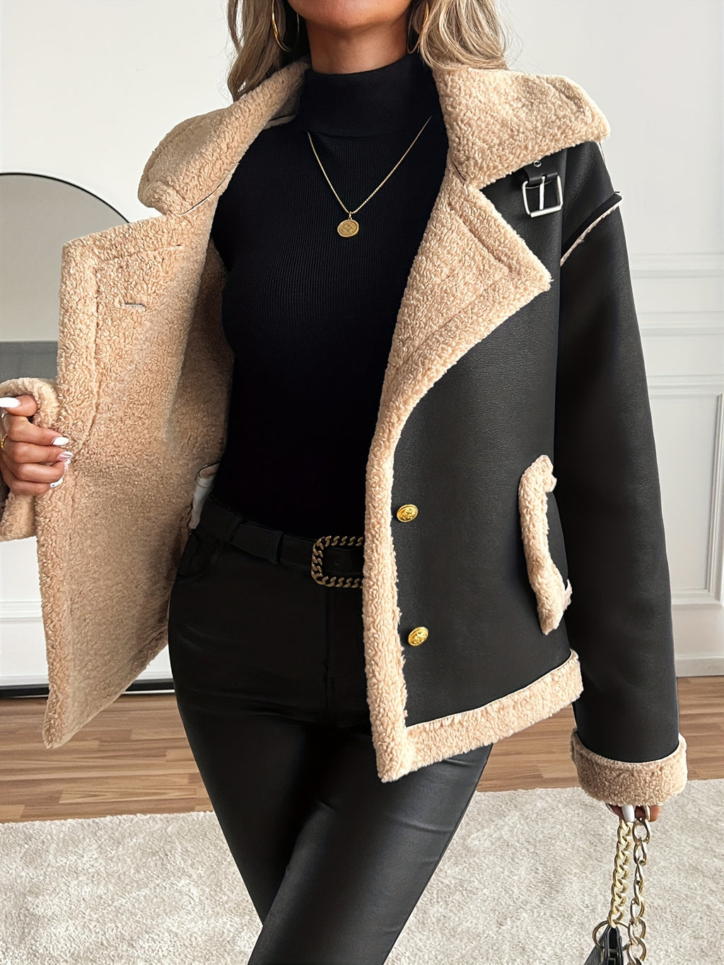 WL Atelier | Elegant Faux Fur-Lined Motorcycle Jacket