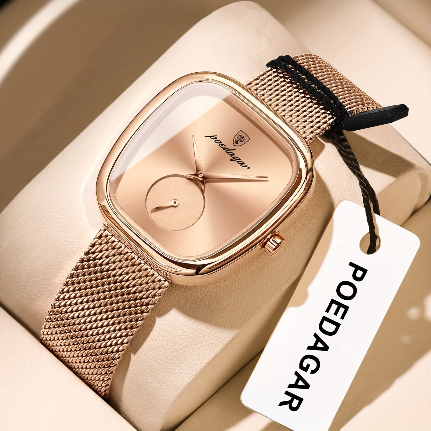 WL Atelier | Rose Gold Square-Dial Mesh Watch