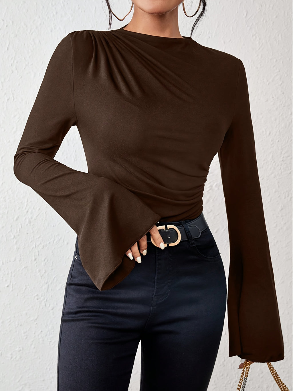 WL Atelier | Elegant Long-Sleeve Ruched Bust Top