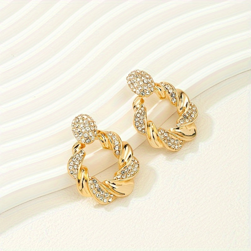 WL Atelier | Elegant Rhinestone Twist Dangle Earrings