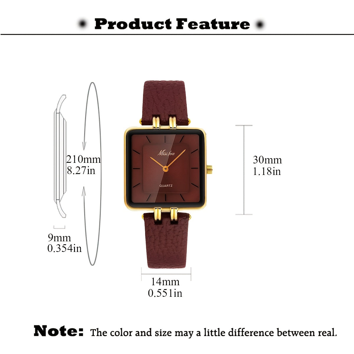WL Atelier | Luxury Burgundy Square Quartz Watch