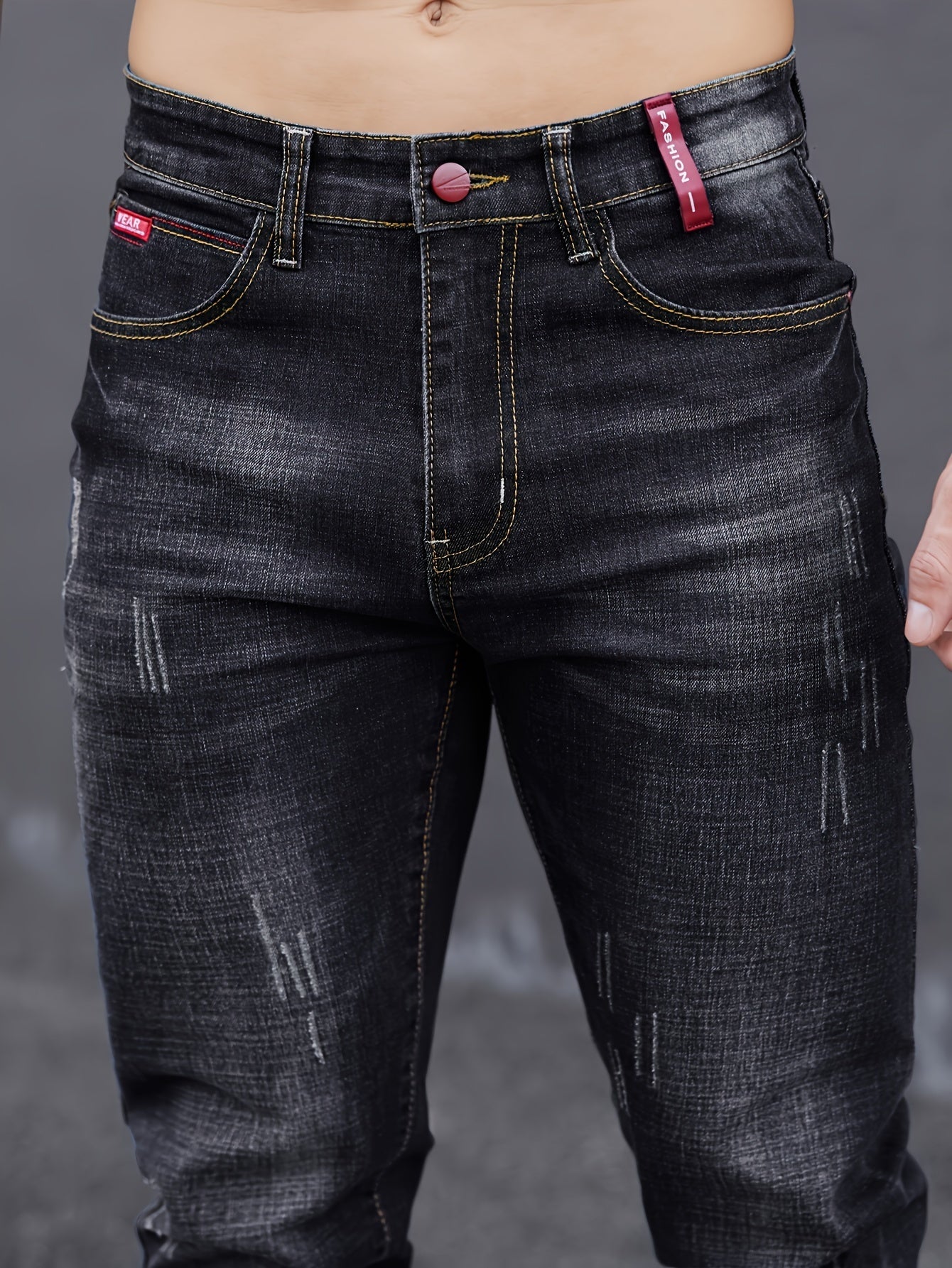 WL Atelier Men | Slim-Fit Light Wash Faux Denim with Embroidered Detail