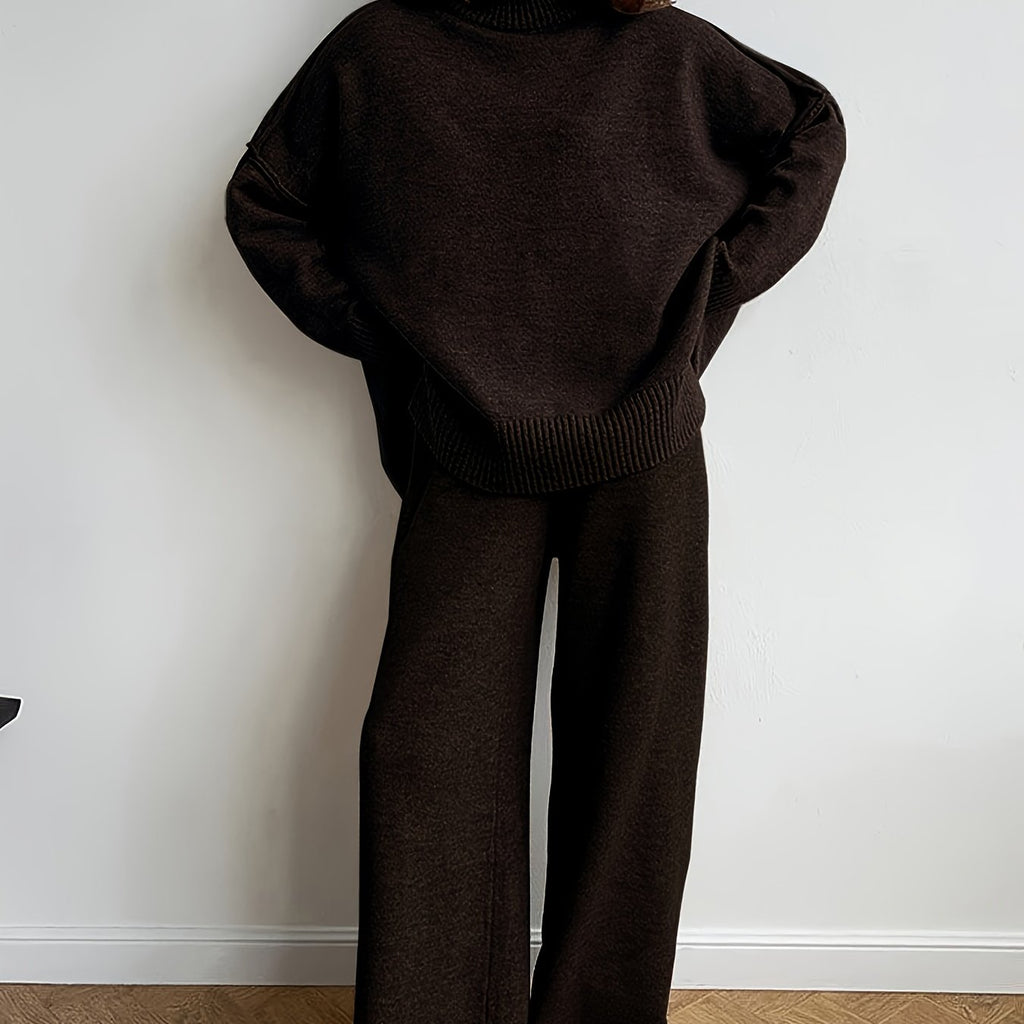 WL Atelier | Elegant Solid Color High-Neck Two-Piece Set