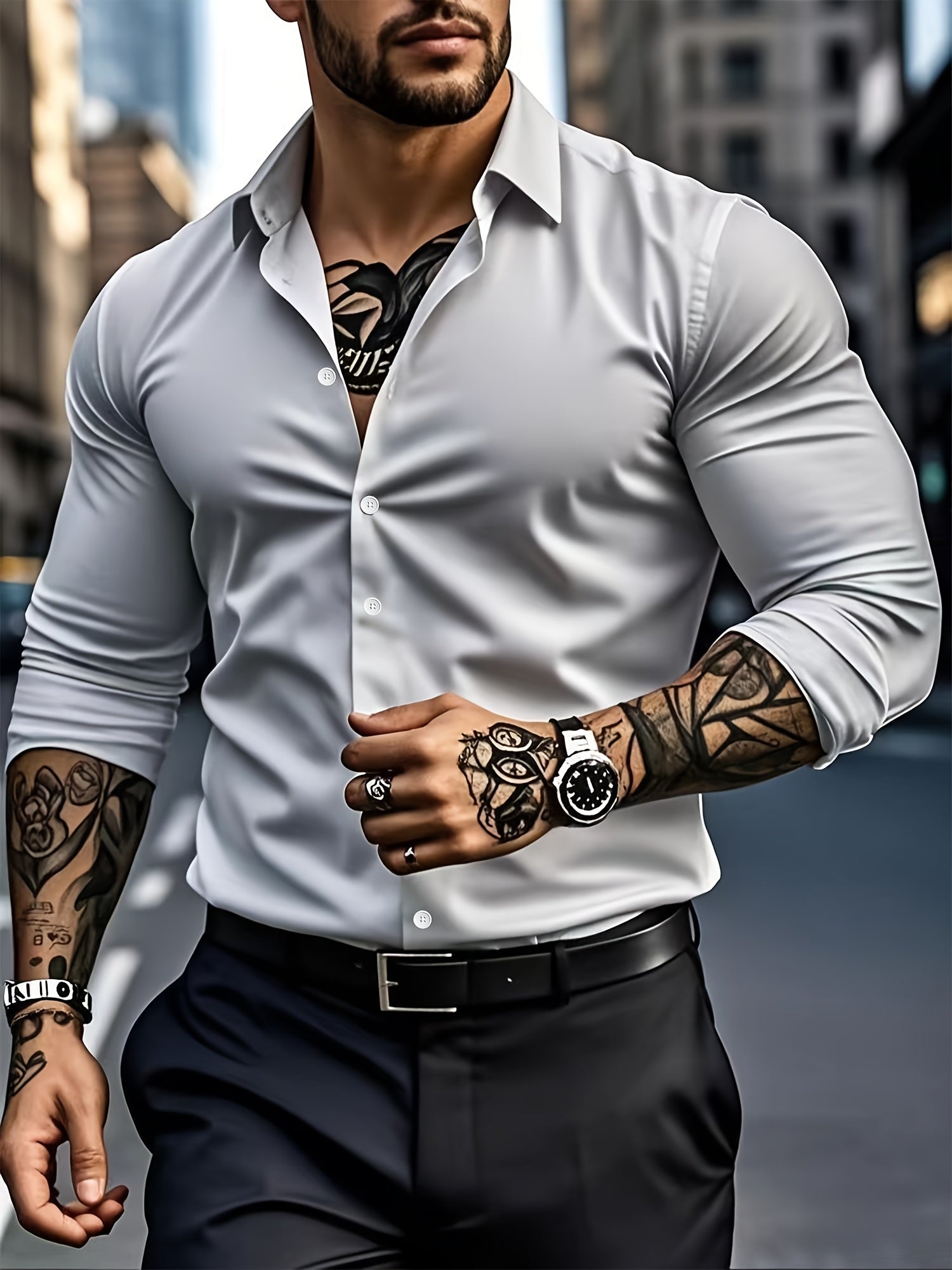 WL Atelier Men | Classic Solid Color Long-Sleeve Dress Shirt
