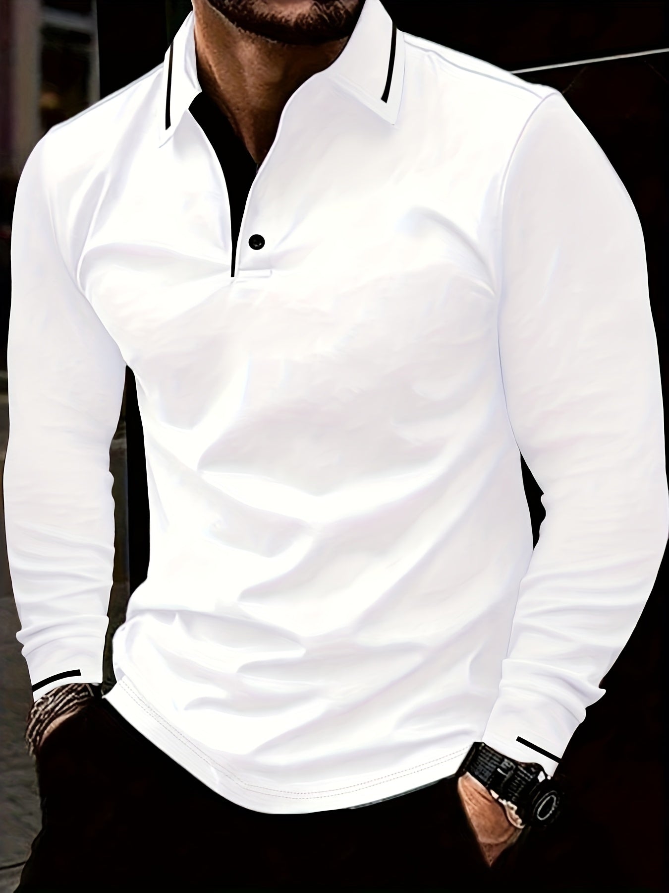 WL Atelier Men | Classic White Long-Sleeve Polo Shirt