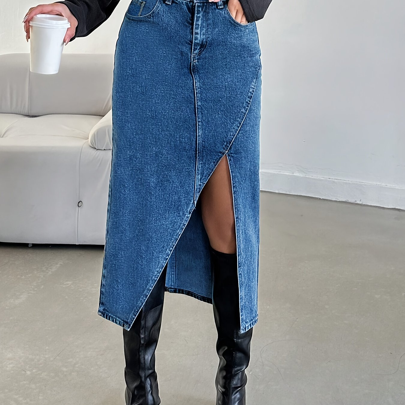 WL Atelier | Asymmetrical Denim Half Skirt