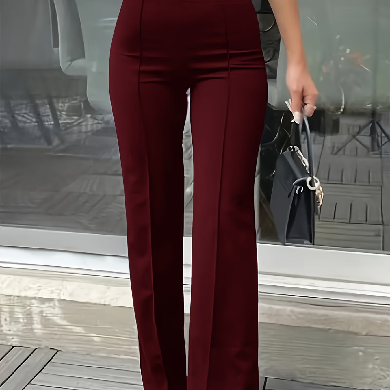 Elegant Button-Detail Stretch Trousers