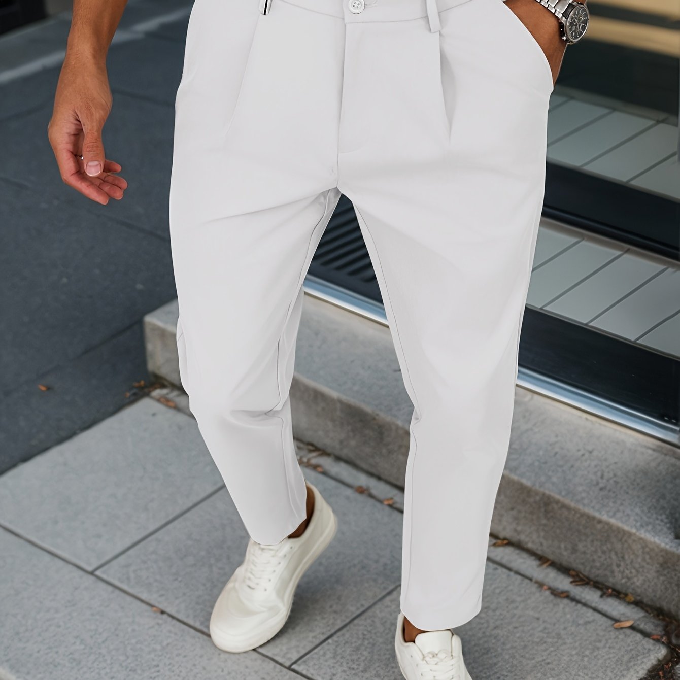 WL Atelier Men | Beige Pleated Business Casual Trousers